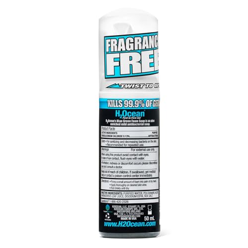H2Ocean Blue Green Foam Soap - Tattoo Foam Antibacterial Soap for Tattoo Aftercare - Tattoo Care with Aloe Vera - Travel-Size Tattoo Moisturizer Soap - 1.7 oz