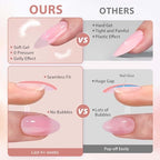 BTArtbox XCOATTIPS Gel Nail Kit - Long Square Nail Tips with Gel Glue, Top Coat, Nail Lamp, Brown Pre-colored Gel Nails, One-Step Fake Nails Kit for Nail Art DIY