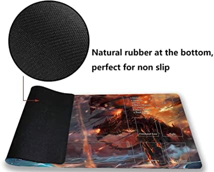 MTG Playmat, Game Play Mat for MTG TCG 24 x 14 inches Trading Card Inked Game Playmats with Storage Bag Smooth Rubber Surface Battle Game