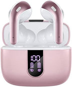 TAGRY Bluetooth Headphones True Wireless Earbuds 60H Playback LED Power Display Earphones with Wireless Charging Case IPX5 Waterproof in-Ear Ear buds with Mic for TV Smart Phone Laptop Computer Sports