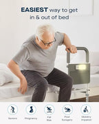 Bed Rails for Elderly Adults Safety, Adjustable Bed Assist Rail for Seniors with Motion Sensor LED Light & Storage Pocket, Non-Slip Handle Support Bar, Fits Twin/Full/Queen/King