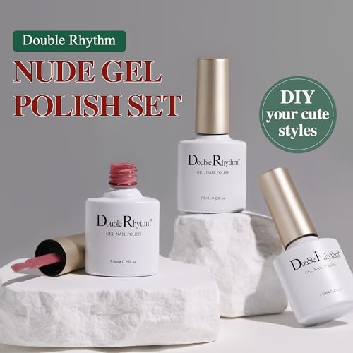 Double Rhythm Gel Nail Polish Set of 6 Colors Baby Light Pastel Milky Nail Polish Starter Kit Art DIY Salon Home (Natural Neutral Nude Pink,Kit 28)