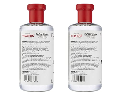 THAYERS Alcohol-Free, Hydrating Rose Petal Witch Hazel Facial Toner with Aloe Vera Formula, Vegan, Dermatologist Tested and Recommended, 12 Oz (Pack of 2)