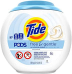 Tide PODS Free & Gentle Laundry Detergent Soap Pacs, 57 Count, Tide PODS Laundry Detergent