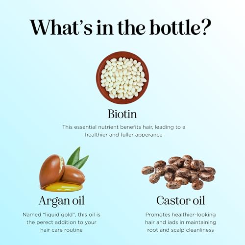 Biotin Hair Growth Serum - Rosemary Hair Thickening Serum with Peppermint Caffeine and Black Castor Oil for Hair Growth - Volumizing Hair Serum for Hair Growth for Men & Women - Vegan & Cruelty Free