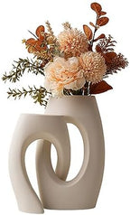 Ceramic Vase, Modern Minimalist Geometric Decorative Vase Sets for Home Décor, Events, Office, Garden, Wedding -White