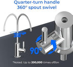 Waterdrop Filtered Water Faucet, Drinking Water Faucet, Reverse Osmosis Faucet, RO Faucet, RO Water Faucet, Water Filter Faucet for Kitchen Sink, Stainless Steel, Lead-Free, Polished Chrome