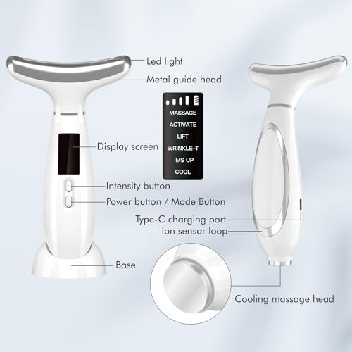 Red Light Therapy for face,Facial Massager,Skin Care Tool,for Anti-Aging, at Home,Lifting and Tightening Sagging Skin (Pearl White)