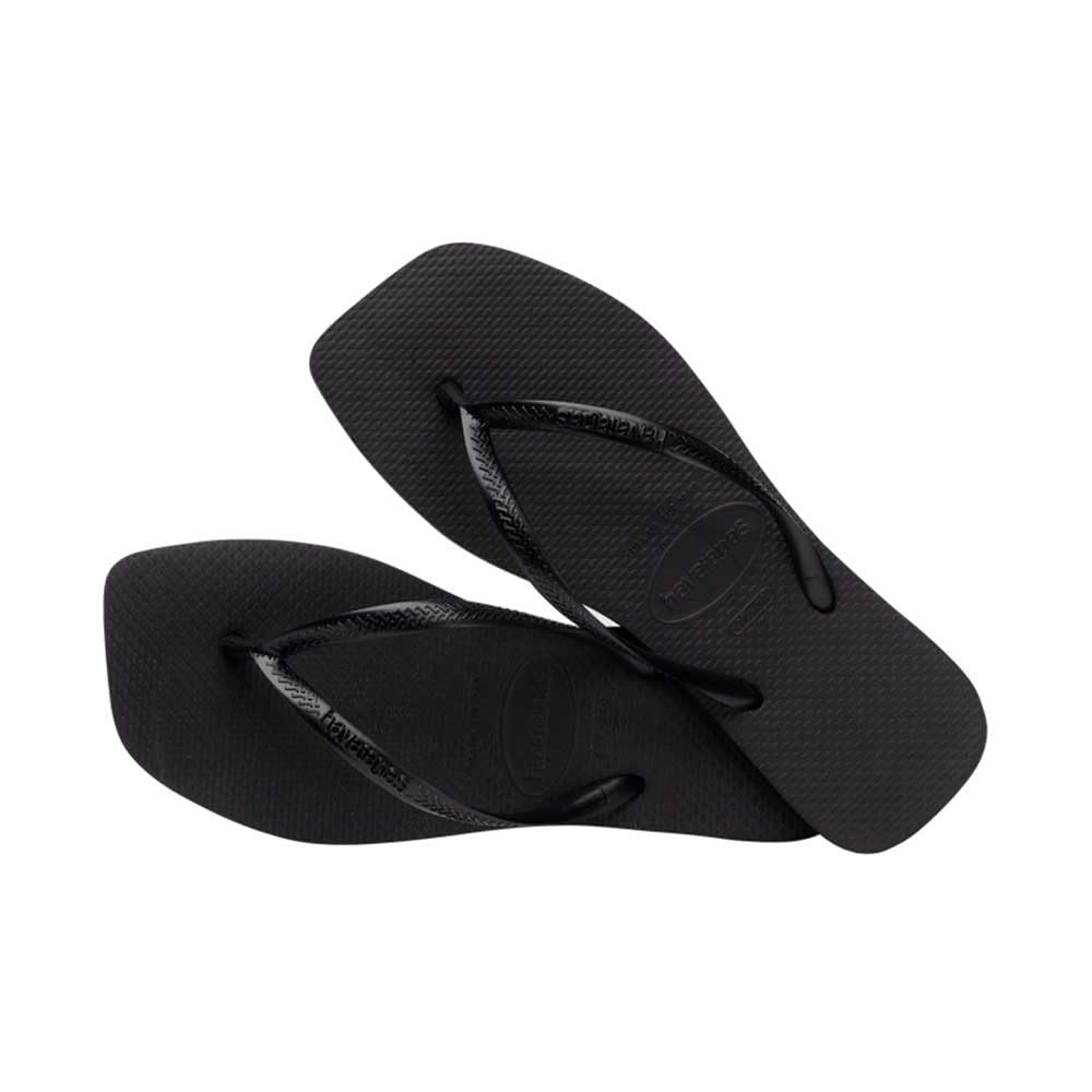 Havaianas Women's Slim Square Solid Flip Flops, Black, 7-8 Medium US
