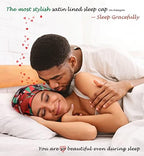Adjustable Satin Lined Sleep Cap for Dreadlocks Curly Hair Large Head-Stay On Overnight