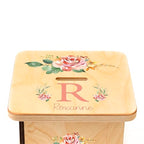 Wooden Piggy Bank for Kids and Adults, Personalized Gift Handmade in USA by BloomOwl, Custom Piggy Bank, Personalized Banks for Kids, Gifts for Baby Boys and Girls (Elephant- Coral)