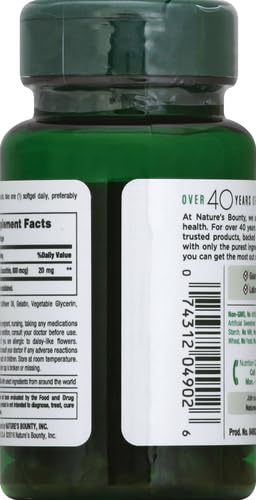Nature's Bounty Lutein Pills, Eye Health Supplements and Vitamins, Support Vision Health, 20 mg, 40 Softgels (Pack of 2)