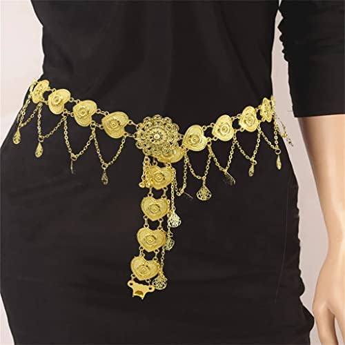 Ethnic Retro Waist Jewelry Alloy Love Carved Tassel Drops Pendant Alloy Waist Chain Tassel Jewelry (D Light Grey)