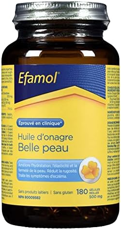 Efamol - Beautiful-Skin Evening Primrose Oil, clinically proven to improve skin moisture, elasticity and firmness, wrinkles and dull skin, naturally rich in GLA - 500 mg 180 Softgel Capsules