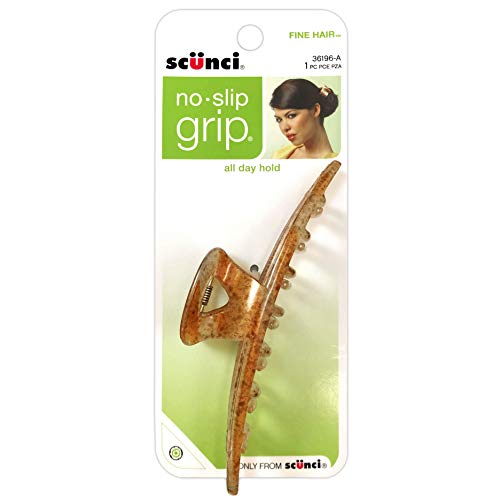 Scunci 4-Pack No-Slip Grip Fine Hair Jaw Clips, Assorted Colors (Black, Brown)