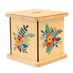 Wooden Piggy Bank for Kids and Adults, Personalized Gift Handmade in USA by BloomOwl, Custom Piggy Bank, Personalized Banks for Kids, Gifts for Baby Boys and Girls (Floral- Botanical)