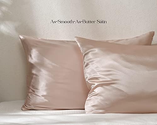 Yanibest Satin Pillowcase, Silk Pillow Cases for Hair and Skin with Zipper, Standard Pillow Cases Set of 2 for 20"x26", Exquisite Packaging for Women Men