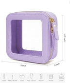 Clear Makeup Bag Organizer, TSA Approved Portable Travel Toiletry Bag Multipurpose Cosmetic Bag Case for Women Vegan Leather Make Up Pouch Transparent Vinyl Windows