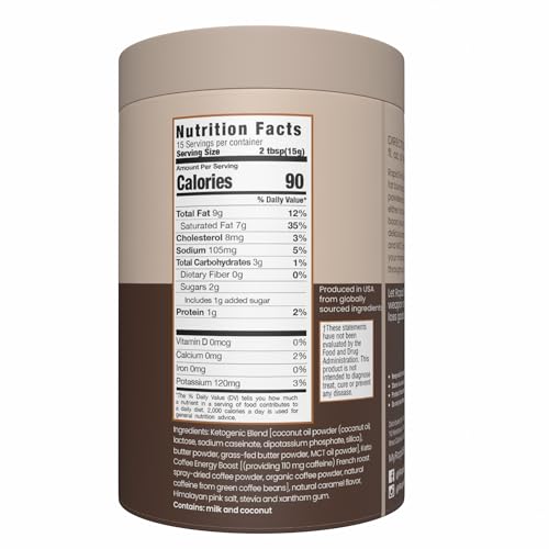 Rapidfire Keto Coffee Instant Coffee Mix, Caramel Macchiato Flavor, 7.93 Ounce (255g), 15 Servings