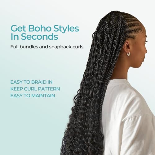 Body Wave Braiding Hair Human for Boho Braids Bohemian Knotless Easy to Work with at Salon/Home Wavy Bulk 2 Bundles 100g 22 Inch Jet Black for Stylists/Hairdresser