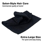 Eurow Microfiber Salon Towels – Bleachproof, Ultra Absorbent & Quick Drying – Soft, Lightweight & Durable for Hair Styling, Beauty, Barber & Spa Use, 16 x 29 Inches, 10-Pack, Black