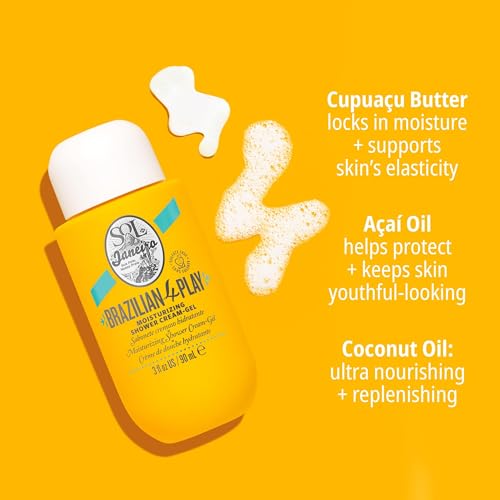 SOL DE JANEIRO Mini 4 Play Moisturizing Shower Cream Gel Body Wash + Brazilian Joia Damage Repairing Shampoo and Conditioner Set
