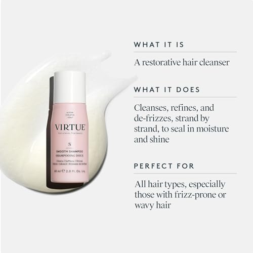 VIRTUE Smooth Sulfate Free Shampoo for Frizz Control for Curly Hair, Safe for All Hair Types, Color Safe