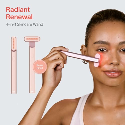 Solawave 4-in-1 Radiant Renewal Facial Wand | Red Light Therapy for Face and Neck | Galvanic Skincare Wand & Facial Massager | Anti-Aging Wrinkle Reduction | Solawave Original