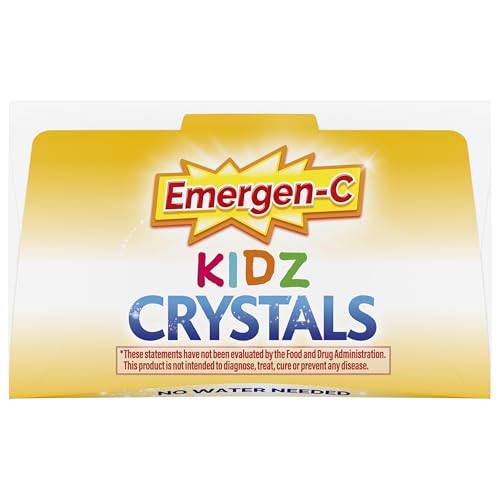 Emergen-C Kidz Crystals, On-the-Go Emergen-C Immune Support Supplement with Vitamin C, B Vitamins, Zinc and Manganese, Sparkly Strawberry, Stocking Stuffer - 56 Stick Packs