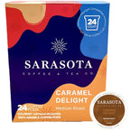 Sarasota K-Cup Coffee Pods | Medium Roast Flavored Coffee | Salted Caramel Cream | Single Serve for Keurig Brewers | Gourmet, Low Acid, Mold Free | 24 Count