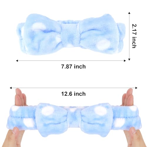 Semato Bachelorette Party Favor Set - Bride and Bridesmaid Spa Headbands, Skincare Head Bands for Women, Cute Bow Party Supplies (Blue Dot)