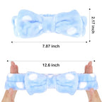Semato Bachelorette Party Favor Set - Bride and Bridesmaid Spa Headbands, Skincare Head Bands for Women, Cute Bow Party Supplies (Blue Dot)