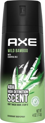 AXE Wild Bamboo Men's Body Spray Deodorant 48hr Odor Protection With Essential Oils Aluminum Free Deodorant Body Spray 4.0oz