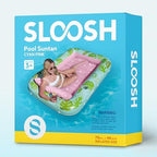 SLOOSH Inflatable Tanning Pool Lounger Float, 70" x 46" Pool Floats Adult with Pillow, 4 in 1 Suntan Tub Raft Floatie,Sunbathing Bed Lounge for Water Blow Up Kids Ball Pit Party Gifts, L-Cyan Pink