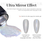 RARJSM Metallic Painting Gel Nail Polish Silver Mirror Chrome Holographic Laser Rainbow Effect Metal Painted Drawing Gel Polish Glossy Shine 8ml Soak Off Curing Need Home Salon DIY Nail Art Design