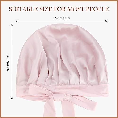 22 Momme 100% Mulberry Silk Bonnet for Women, Silk Sleep Cap for Hair Care, Silk Hair Wrap for Sleeping with Elastic Stay on Head All Night (Pink)