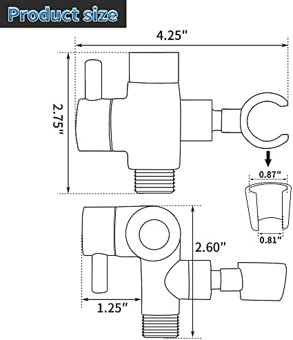 G-Promise Solid Metal Shower Arm Diverter with Holder for Hand Held Showerhead and Fixed Spray Head, G 1/2 3-Way Bathroom Universal Diverter System Replacement Part (Brushed Nickel)