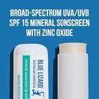 Bundle of BLUE LIZARD Sensitive Mineral Sunscreen with Zinc Oxide Sensitive, SPF 50 5 Fl Oz + 3-Pack Blue Lizard Mineral SPF 15 Lip Balm:Natural Coconut Flavor, Each Tube 0.13 oz.
