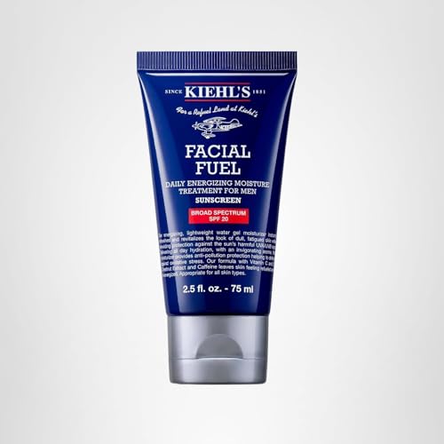 Kiehl's Facial Fuel Moisturizer with SPF 20 for Men, Energizing Face Moisturizer for Dull Skin, Non-Greasy Feel, Hydrating Lotion & Broad Spectrum Sunscreen, with Caffeine & Vitamin C - 2.5 fl oz