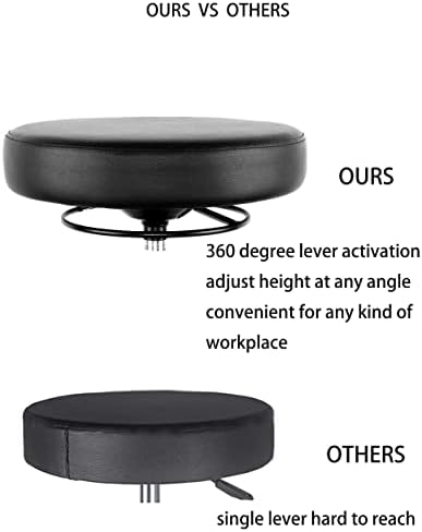TAKE UR SEAT® 15" Table Height Adjustable Round Seat Stool Heavy Duty Built and Shipped Within 24 Hours, Spa, Medical, Lab, Black (Self-Braking Caster)