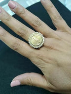 1.00 Ct Round Cut Lab Created Diamond Prong Setting Woman's Liberty Coin Ring, 14K Yellow Gold Finish (10)