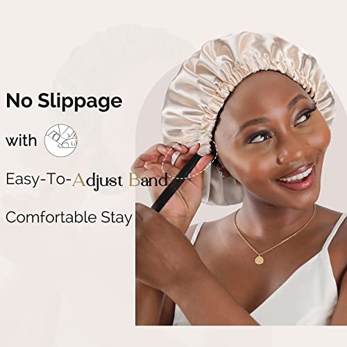 YANIBEST Double Layer Satin Bonnet Silk Bonnet Adjustable Hair Bonnet for Sleeping Hair Bonnets for Women Curly Natural Hair