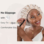 YANIBEST Double Layer Satin Bonnet Silk Bonnet Adjustable Hair Bonnet for Sleeping Hair Bonnets for Women Curly Natural Hair