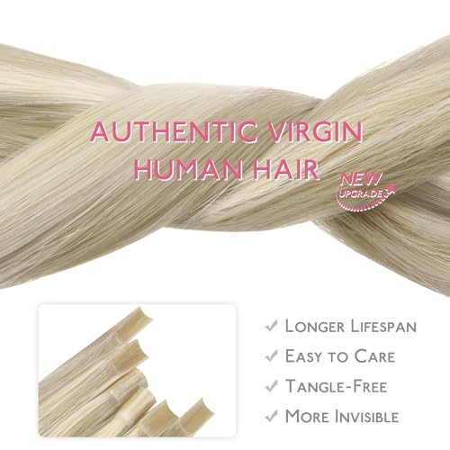 WENNALIFE U Tip Hair Extensions Human Hair, 50g 50s 22 Inch Ash Blonde Highlighted Platinum Blonde Remy Hair Extensions K Tip Hair Extension Real Human Hair Invisible Straight Keratin Hair Extensions