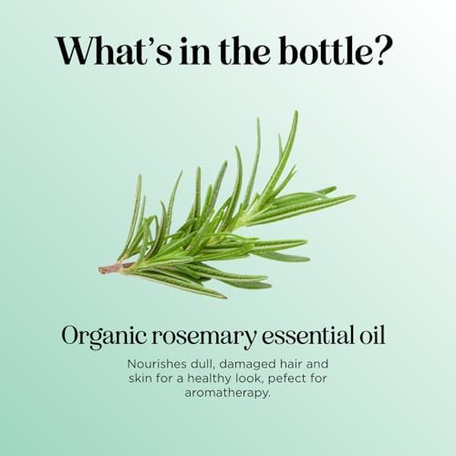 Certified Organic Rosemary Oil for Hair - Extra Large 100% Pure USDA Organic Rosemary Essential Oil for Hair Skin and Nails - Organic Hair Oil for Dry Scalp Treatment and Enhanced Volume and Shine