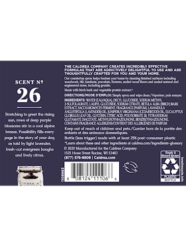 Caldrea Multi-surface Countertop Spray Cleaner, Made with Vegetable Protein Extract, Lavender Cedar Leaf, 16 oz, 3 Pack