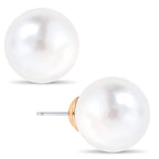 Large Pearl Earrings for Women Studs - Big Faux White Pearl Stud Earrings