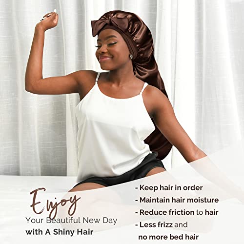 YANIBEST Silk Bonnet for Sleeping Braid Bonnet for Long Hair with Tie Band Bonnet for Braids for Black Women Curly Hair Locs