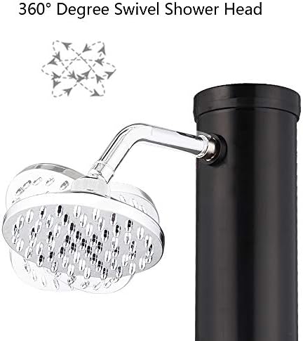 VINGLI Solar Heated Shower, 5.5 Gallon Outdoor Shower with Shower Head and Foot Shower Tap for Outdoor Backyard Poolside Beach Pool Spa,Black (5.5 Gallon)