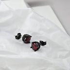 KZZENKI Red and Black Earrings Vintage Crown Stainless Steel Cubic Zirconia Stud Earrings Cool Gothic Jewelry